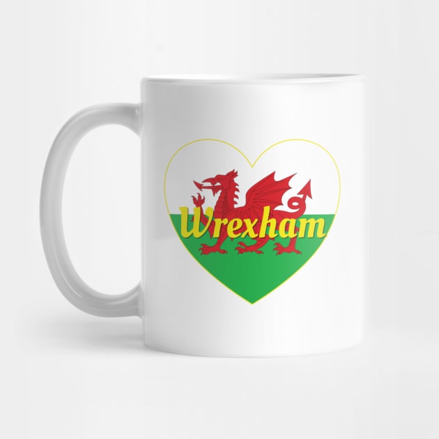 Wrexham Wales UK Wales Flag Heart by DPattonPD